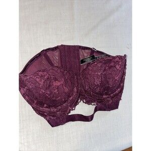 Victoria’s Secret Lace Bra Women’s Size 34 D Cranberry Very Sexy No Shoulder Str
